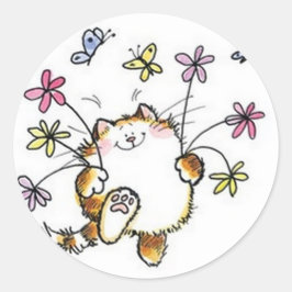 Adesivo Gato com flores