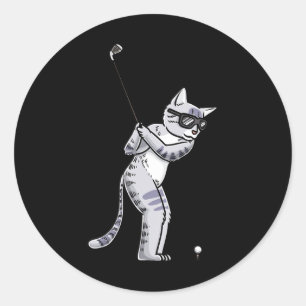Adesivo Gato com Golf Club Golfe Jogador Golfe