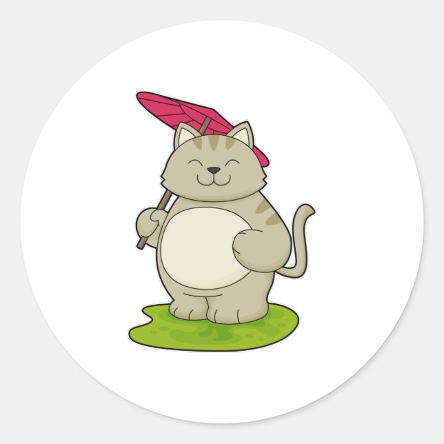 Adesivo Gato com guarda-chuva (Frente)