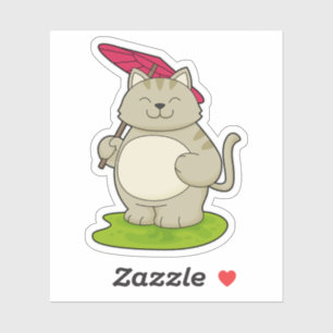 Adesivo Gato com guarda-chuva