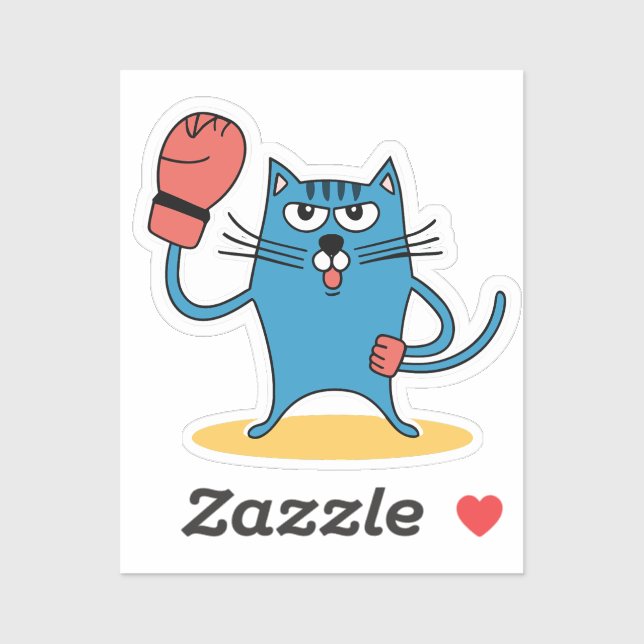 Adesivo Gato com luvas de boxe (Folha)