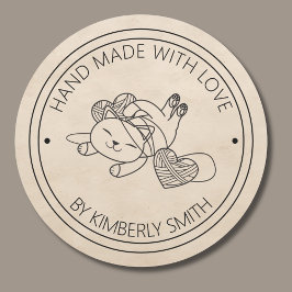 Adesivo Gato com Mão de Yarn Feita com Monograma de Amor