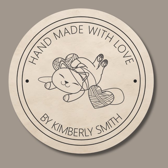 Adesivo Gato com Mão de Yarn Feita com Monograma de Amor (Criador carregado)