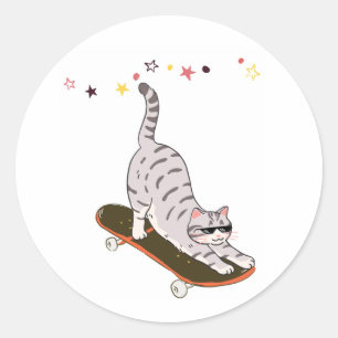 Adesivo Gato com o Skate