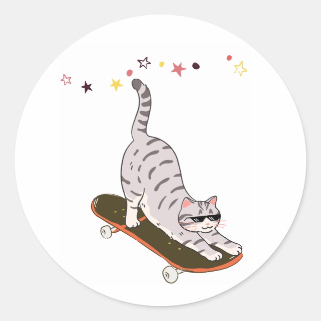 Adesivo Gato com o Skate (Frente)