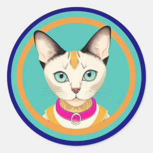 Adesivo Gato Com Olhos Marcantes por Espelho Circular