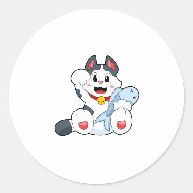 Adesivo Gato com Peixe (Frente)