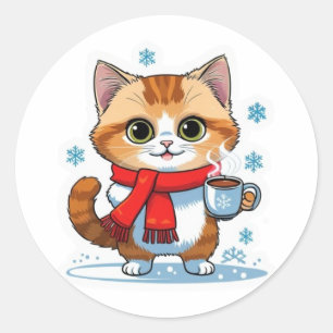 Adesivo Gato com picante de chocolate quente