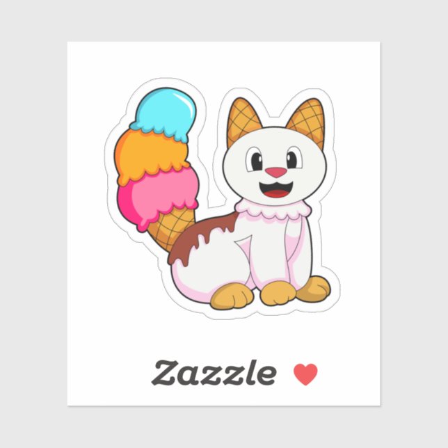 Adesivo Gato com picolé (Folha)