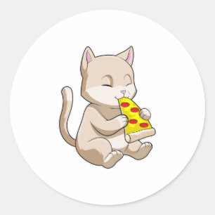 Adesivo Gato com pizza
