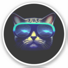Adesivo Gato com protetor de óculos