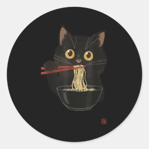 Adesivo Gato Comendo Ramen Engraçado Japonês Kawaii Gato A