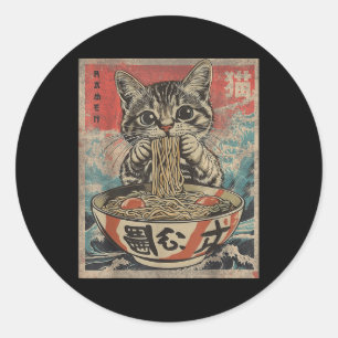 Adesivo Gato Comendo Ramen Noodles Kawaii Anime Manga Japa