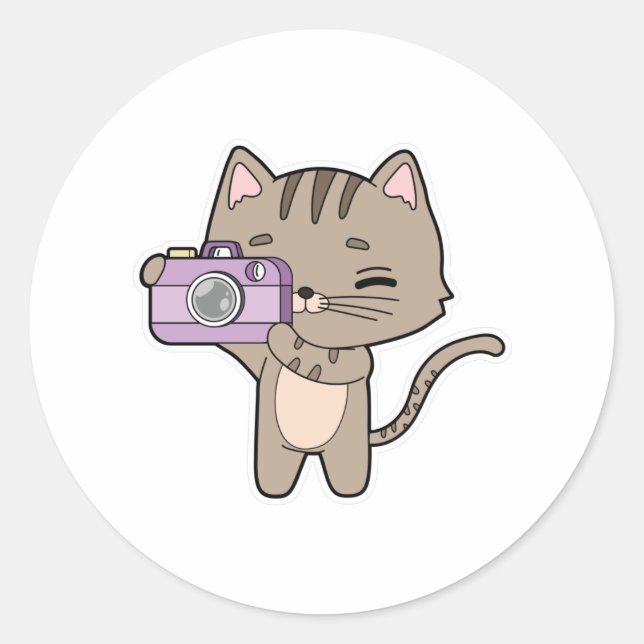 Adesivo Gato como Fotógrafo com Câmera (Frente)