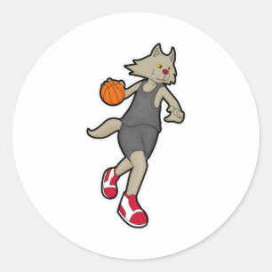 Adesivo Gato como jogador de basquetebol