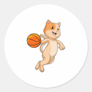 Adesivo Gato como jogador de basquetebol