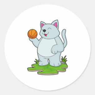 Adesivo Gato como jogador de basquetebol