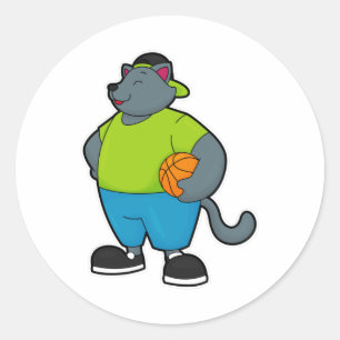 Adesivo Gato como jogador de basquetebol
