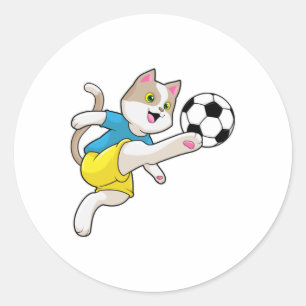 Adesivo Gato como jogador de futebol com bola de futebol