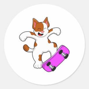 Adesivo Gato como skater com skate