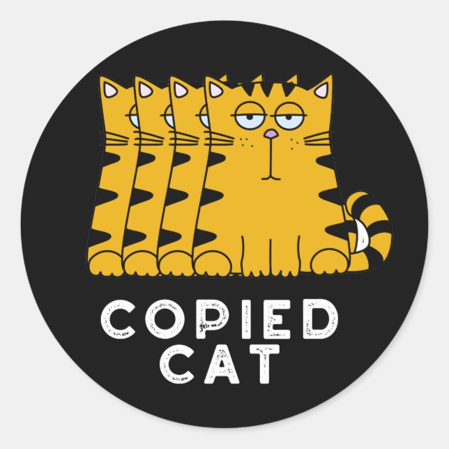 Adesivo Gato Copiado Funny Animal Pun Dark BG (Frente)