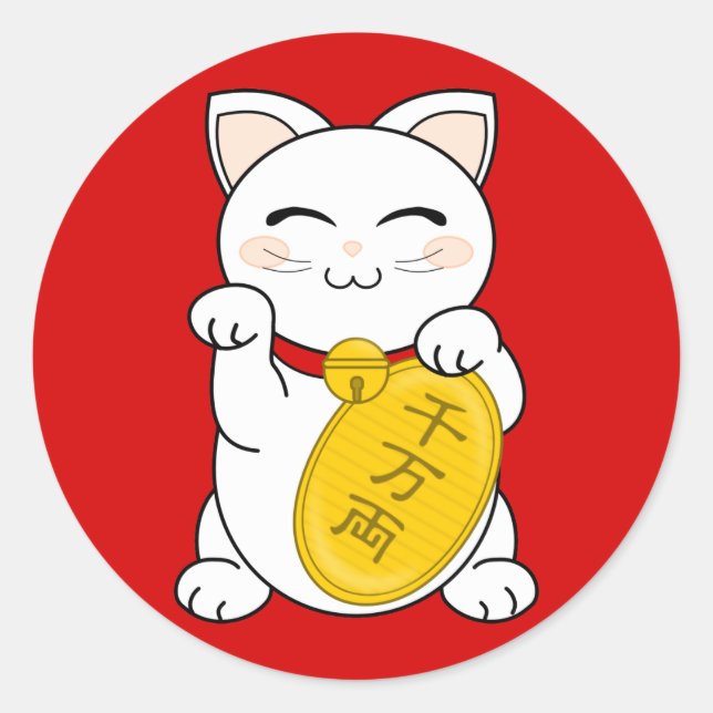Adesivo Gato da Boa Fortuna - Maneki Neko (Frente)
