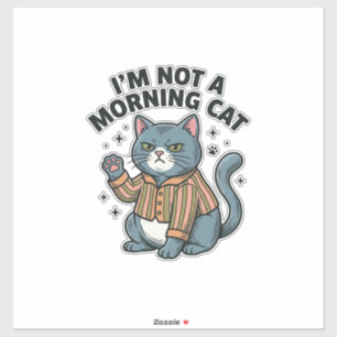 Adesivo Gato da Manhã Gravura Vintage Camiseta de Gato Eng