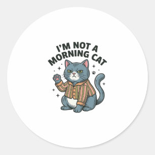Adesivo Gato da Manhã Gravura Vintage Camiseta de Gato Eng