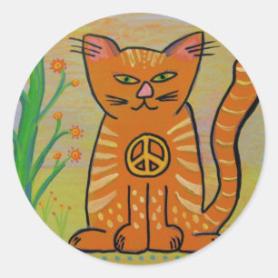 Adesivo Gato da paz com flores