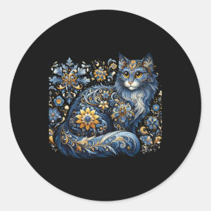 Adesivo Gato da Ucrânia Floral Vintage Bandeira Ucraniana