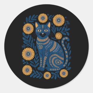 Adesivo Gato da Ucrânia Floral Vintage Bandeira Ucraniana
