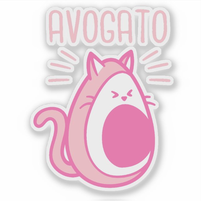 Adesivo Gato de abacate rosa-claro (Frente)