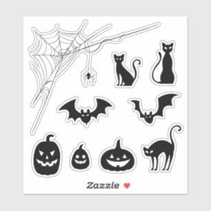 Adesivo Gato de Abóbora de Morcego de Teia de Aranha Assus