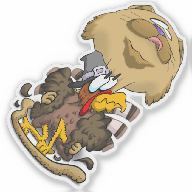 Adesivo Gato de Ação de Graças de Cabeça Grande (Frente)