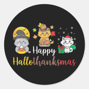 Adesivo Gato de Ação de Graças de Feliz Halloween