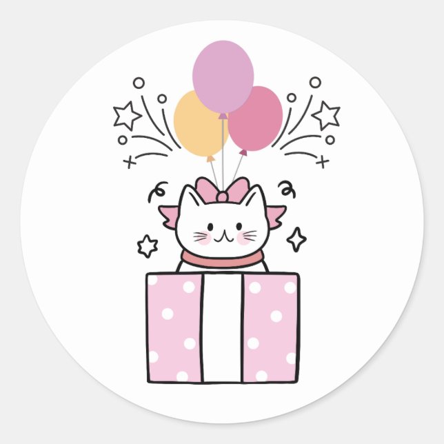Adesivo Gato de Aniversário (Frente)