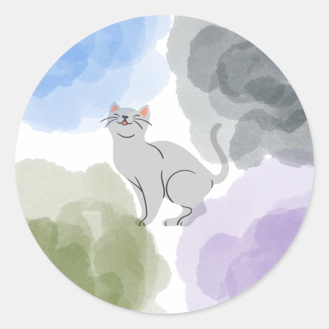 Adesivo Gato de Aquarela (Frente)