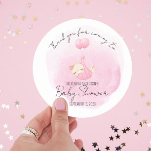 Adesivo Gato de aquarela cor rosa-branca para bebê Chá