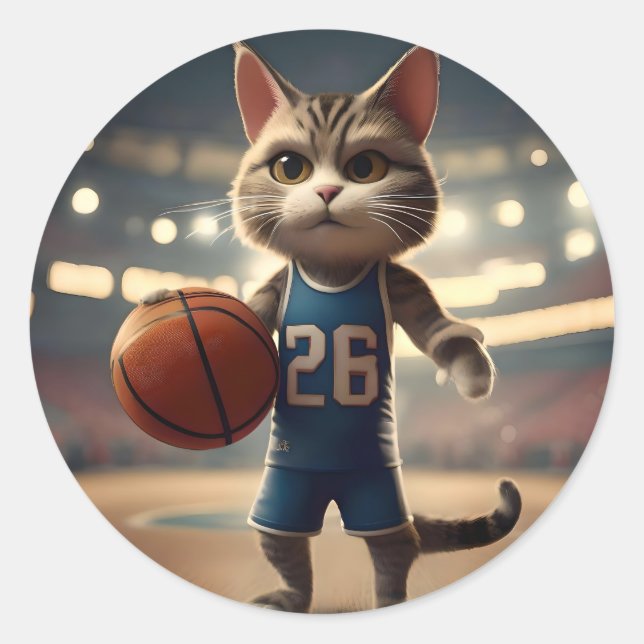 Adesivo Gato de basquete, (Frente)