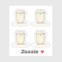 Adesivo Gato de bege de aquarela branca