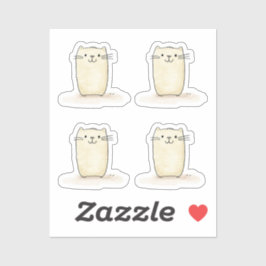 Adesivo Gato de bege de aquarela branca