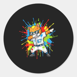 Adesivo Gato de beisebol engraçado 67 Dabbing 6 7 Sorvete