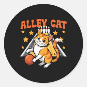 Adesivo Gato de Boliche Engraçado Pun Alley Cat