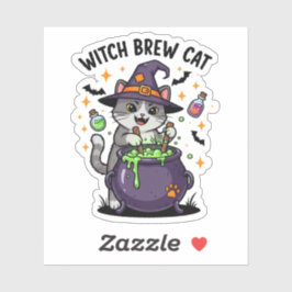 Adesivo Gato de bruxaria - Halloween de Culdron mágico
