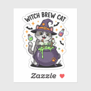 Adesivo Gato de bruxaria - Halloween de Culdron mágico