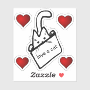 Adesivo Gato de Cartoon Bonito em Saco Adora Gato com Cora