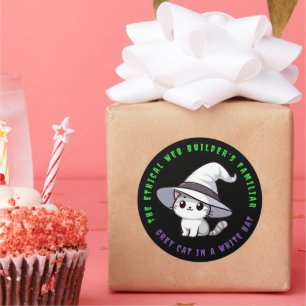 Adesivo Gato de Chapéu Branco Familiar do Criador Ético da