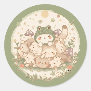 Adesivo Gato de chapéu Sapo Kawaii Contagecore