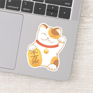 Adesivo Gato de chita afortunado japonês, Maneki Neko