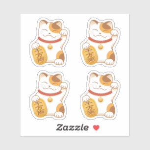 Adesivo Gato de chita afortunado japonês, Maneki Neko,